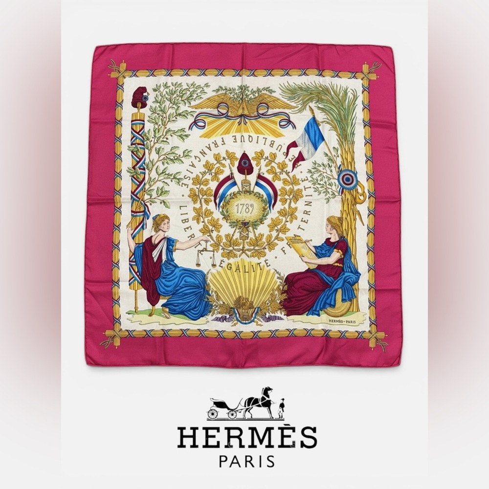 Hermès Republique Francaise Liberte Egalite Fraternite 1789 Silk Scarf GORGEOUS!